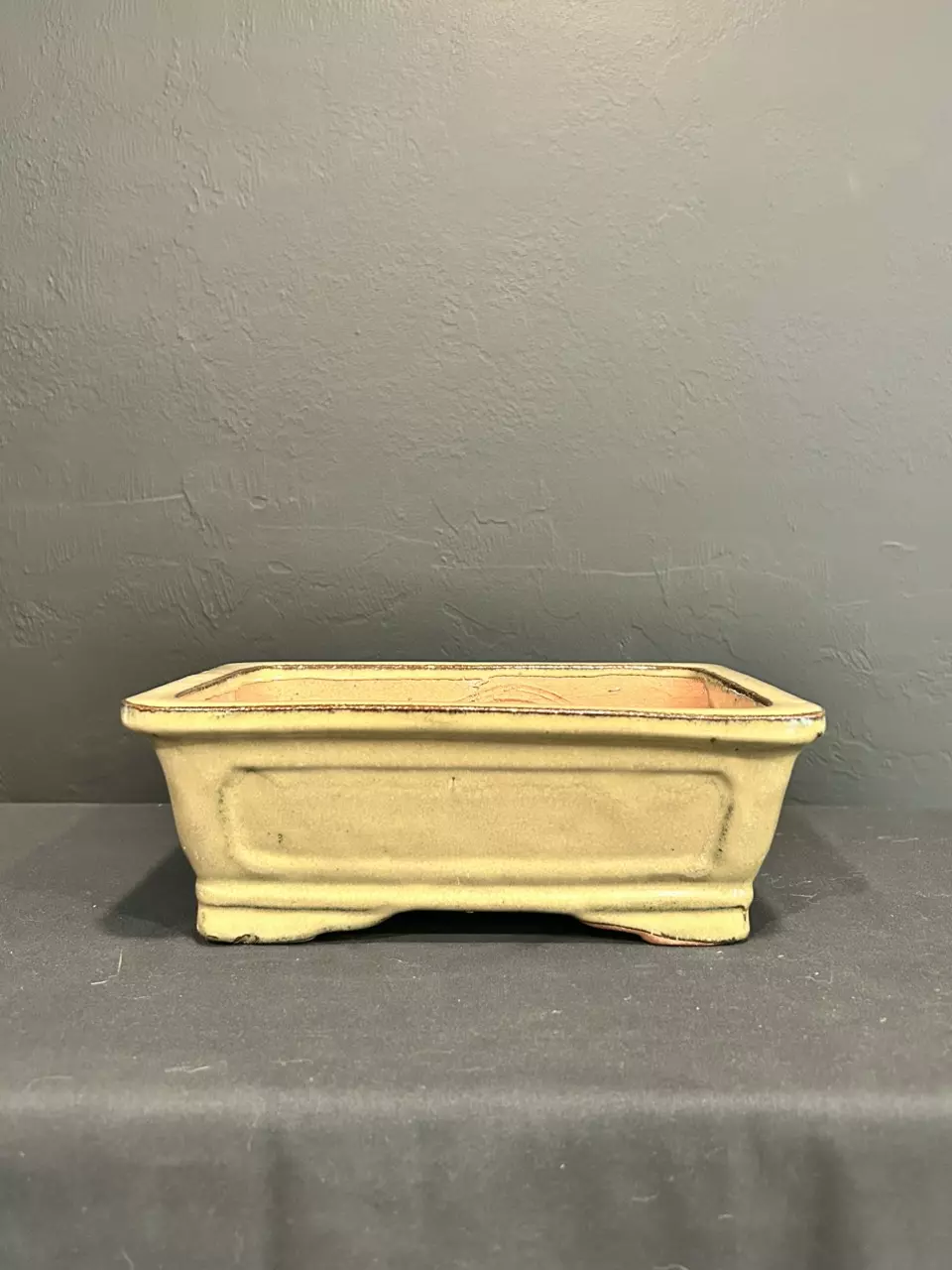 plant/10” Glazed Bonsai Pot - Deep Tan Rectangle-0
