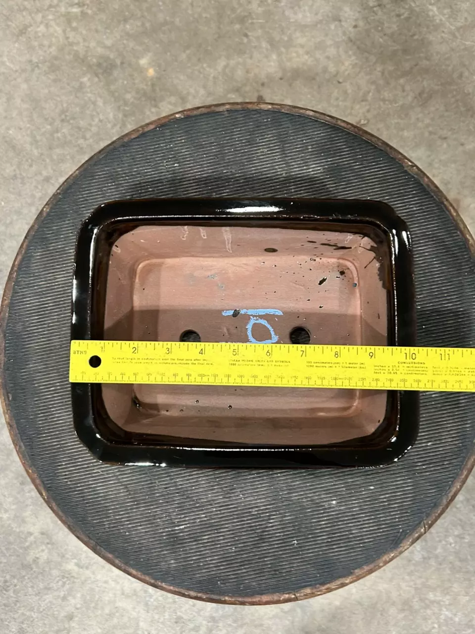 plant/10” Glazed Bonsai Pot - Dark Brown Rectangle-1