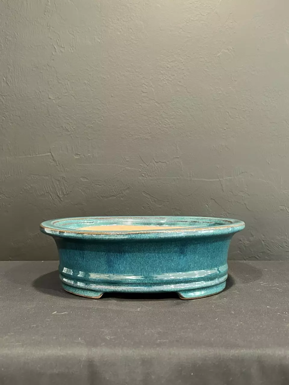 plant/10” Glazed Bonsai Pot - Blue Oval-0