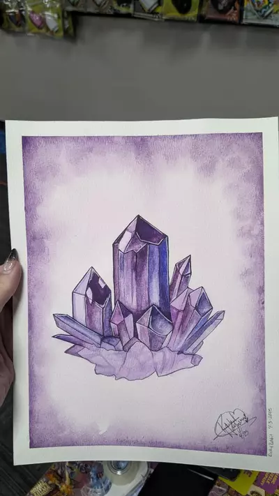plant/Amethyst Crystal painting print 8.5 x11-0-thumbnail