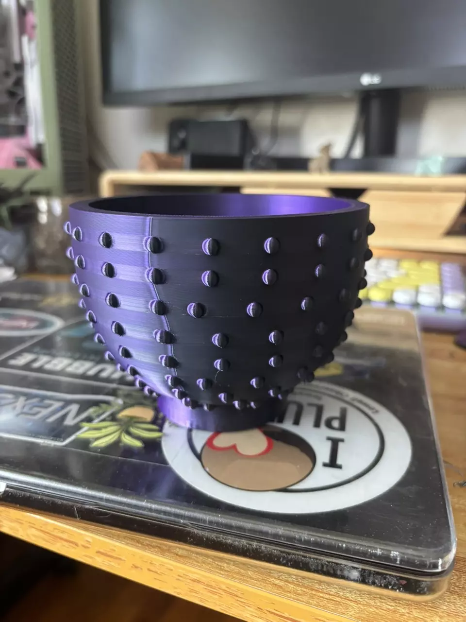 plant/4” Dual Color Purple Black Galaxy Hobnail Pot-1