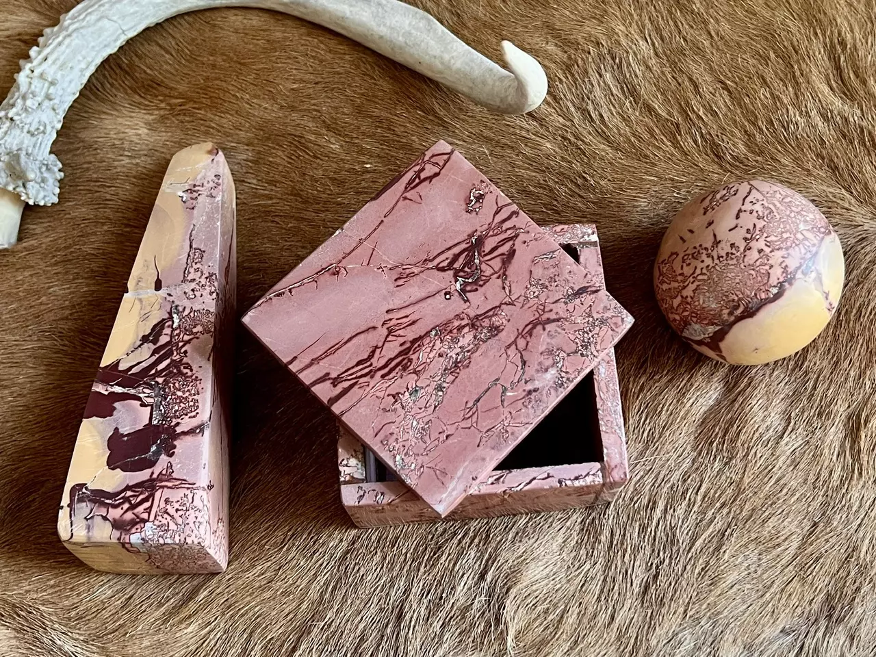 plant/Sahara Desert Jasper Trinket Box 3” x 3”-3