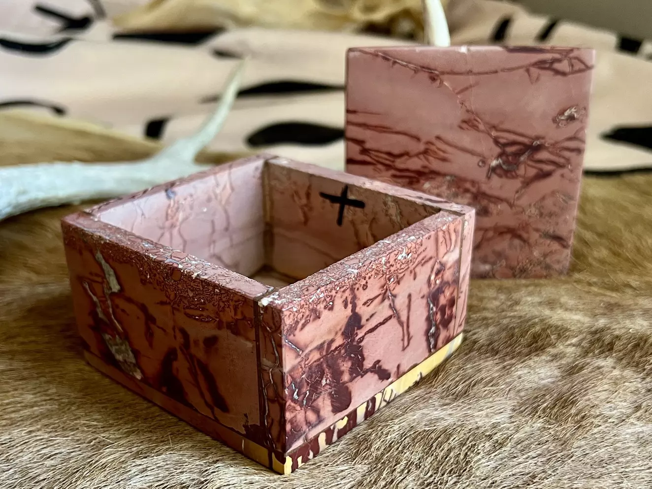 plant/Sahara Desert Jasper Trinket Box 3” x 3”-1