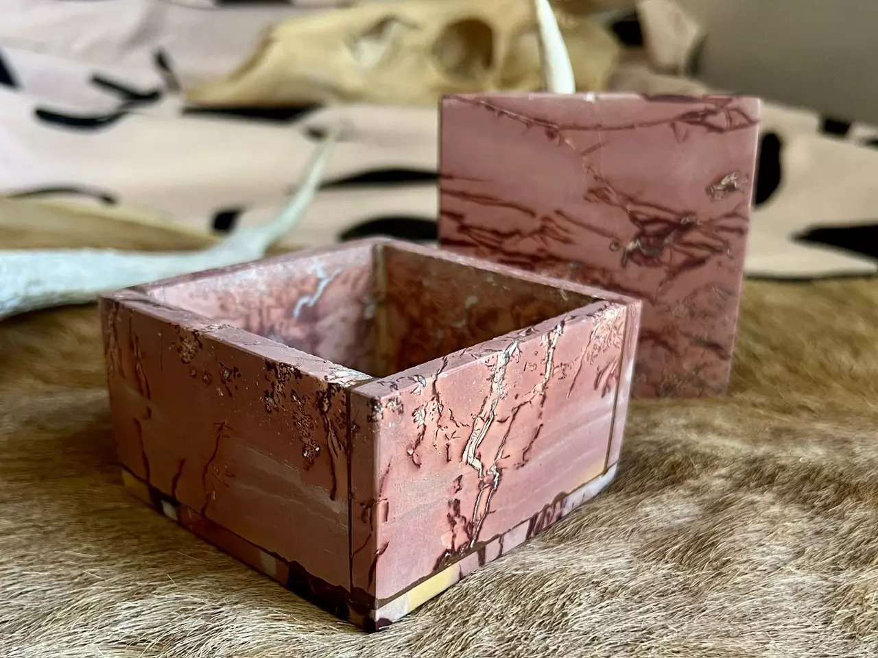 plant/Sahara Desert Jasper Trinket Box 3” x 3”-0