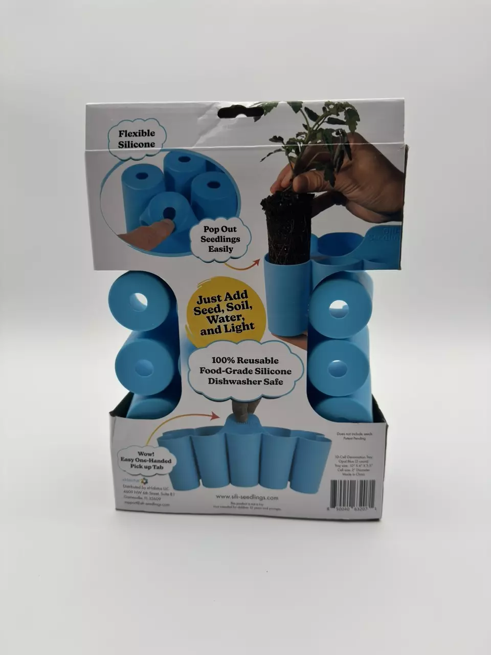 plant/Sili-Seedlings 2pk 10 cell Seed Starter Silicone Outdoor Planter Opal Blue-1