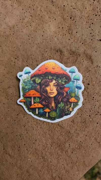 plant/Matte mushroom fair goddess sticker-0-thumbnail