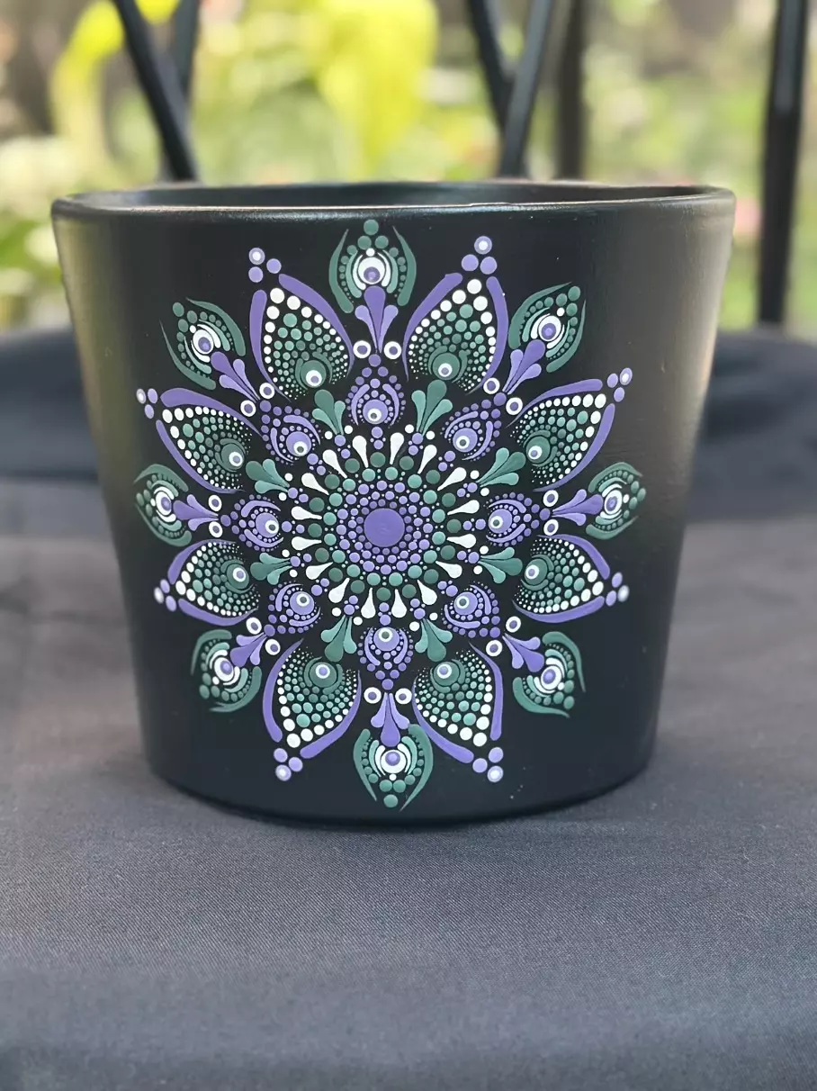 plant/PRE-ORDER 6.7 inch terracotta pot (6.7 x 5.5) black/purple, sage, white-0