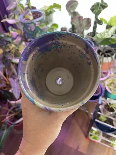 plant/4” Hydro-dipped clay pot: turquoise/purple/silver-2-thumbnail