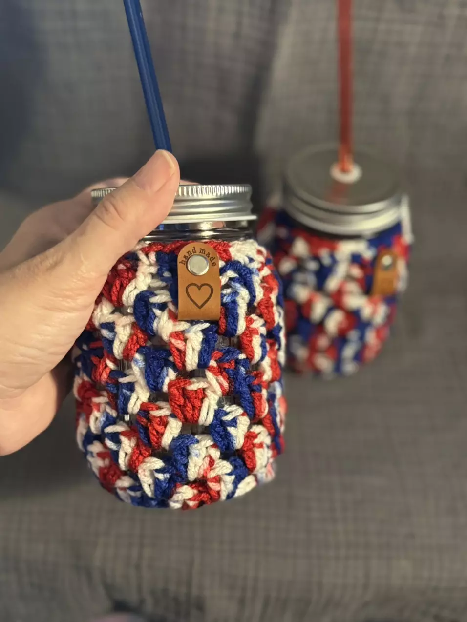 plant/Granny Square Cozies/Jar and straw included-1