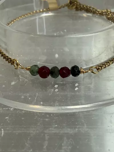plant/Emerald and ruby gold tone adjustable bracelet-1-thumbnail