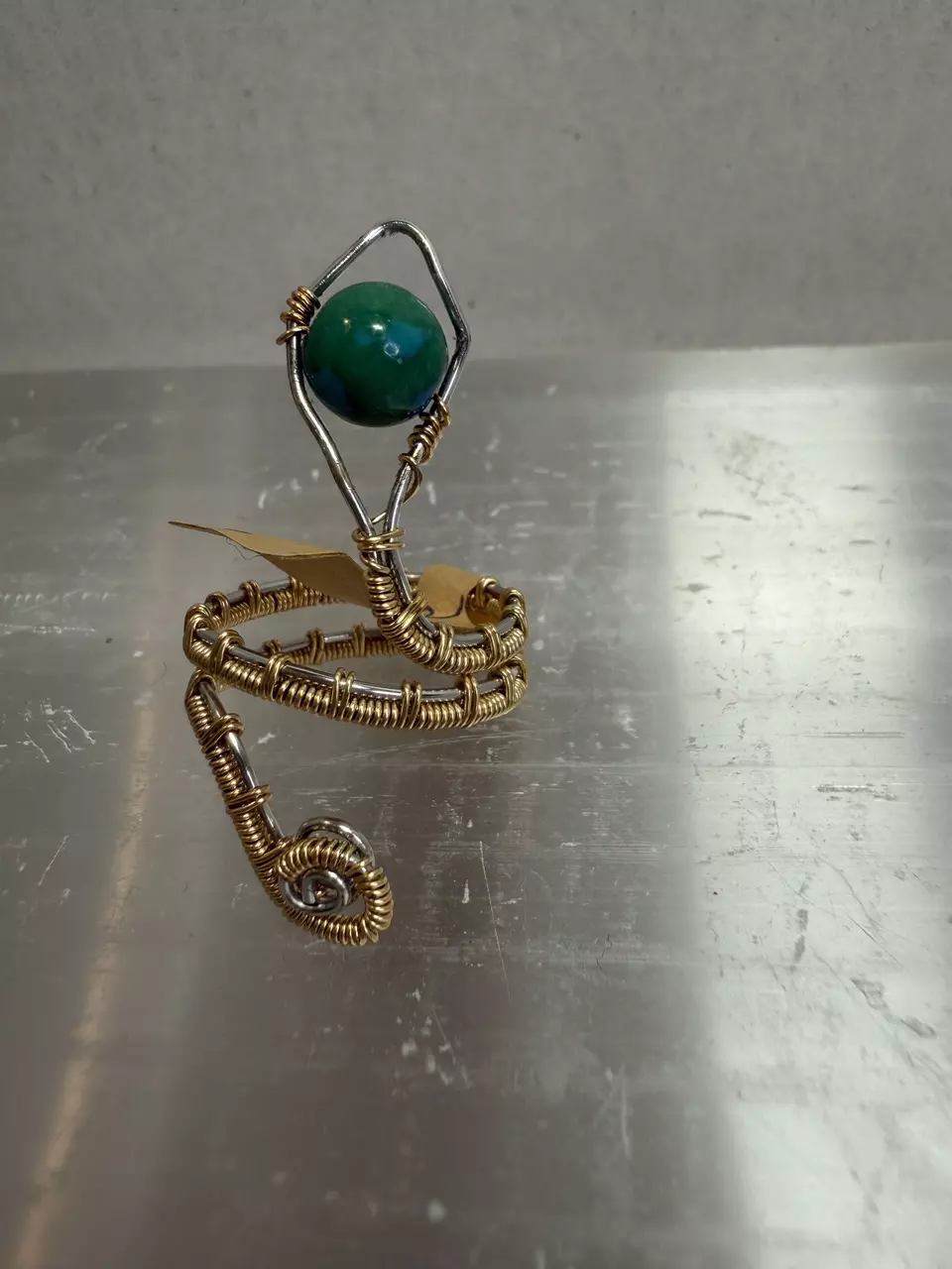 plant/Azurite adjustable snake ring-0