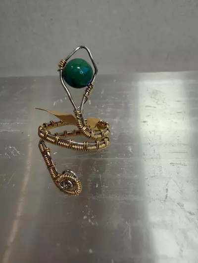 plant/Azurite adjustable snake ring-0-thumbnail