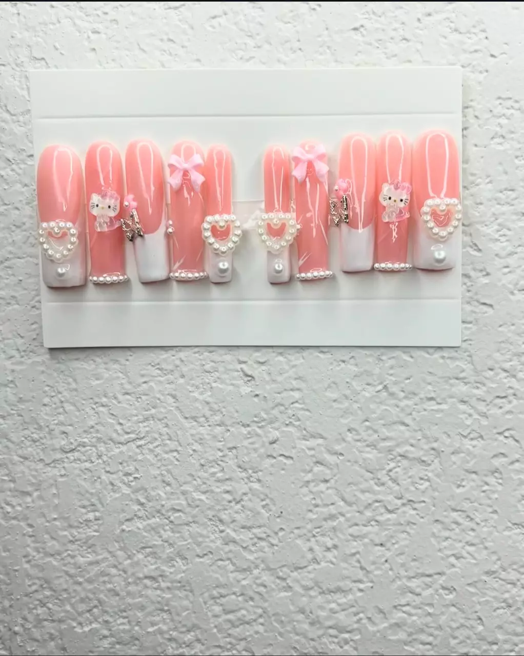 plant/XL White hello kitty press on nails-0