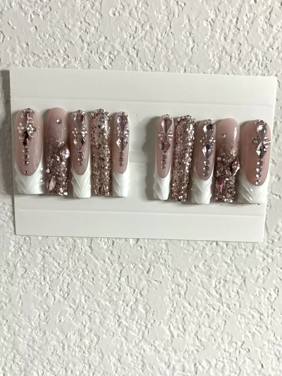 plant/XXL rose gold bling press on nails-0