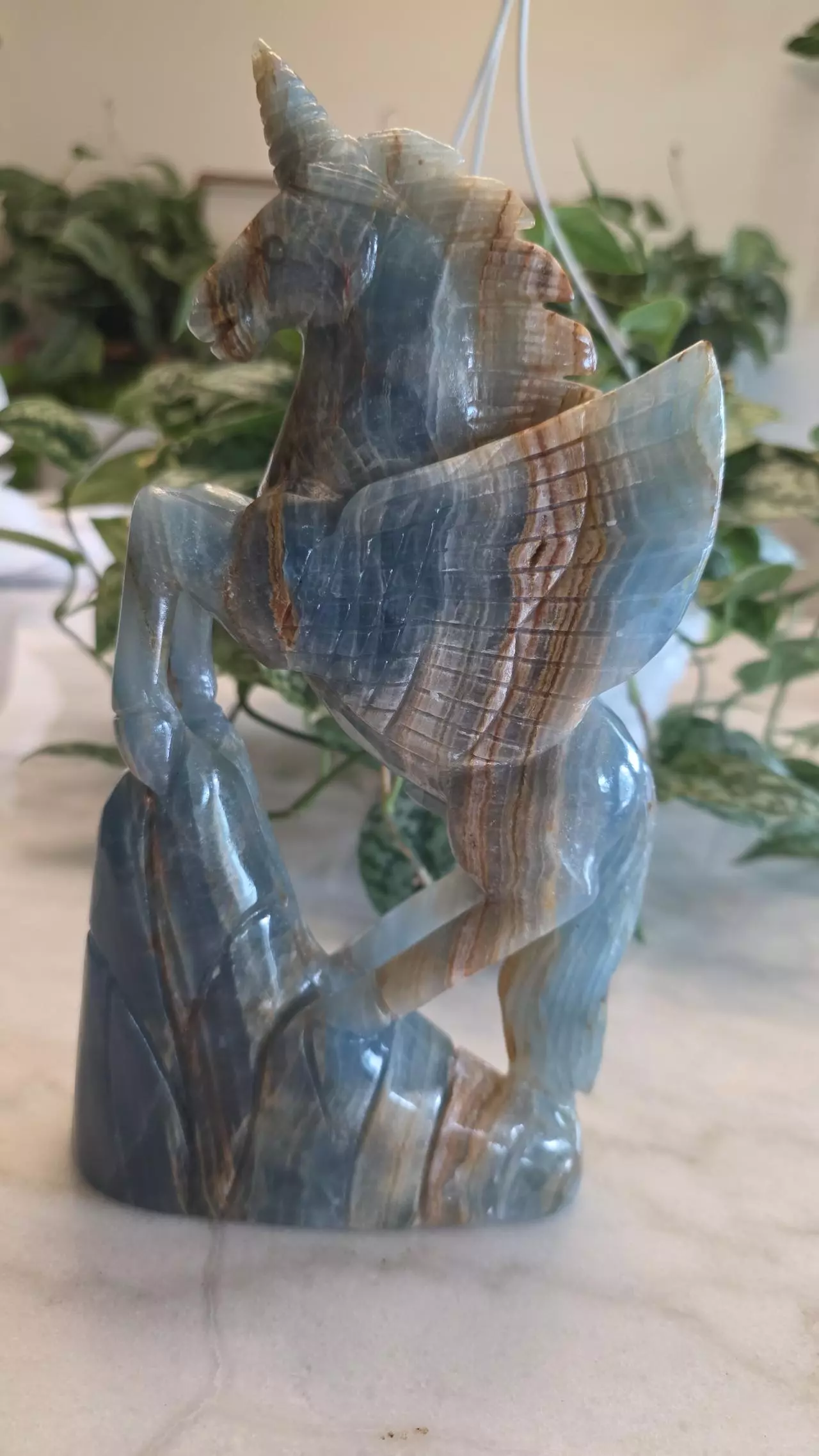 plant/Blue onyx unicorn 🦄 hand carved-1