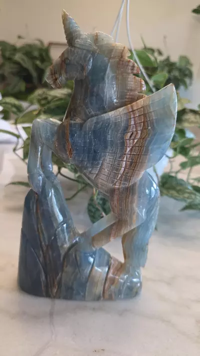 plant/Blue onyx unicorn 🦄 hand carved-1-thumbnail