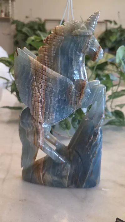 plant/Blue onyx unicorn 🦄 hand carved-3-thumbnail