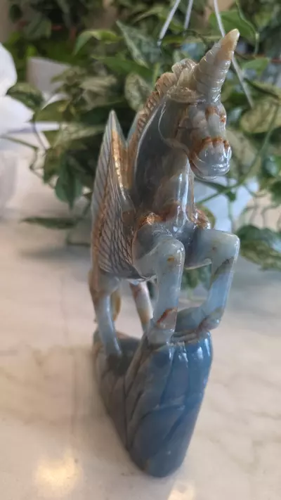 plant/Blue onyx unicorn 🦄 hand carved-2-thumbnail