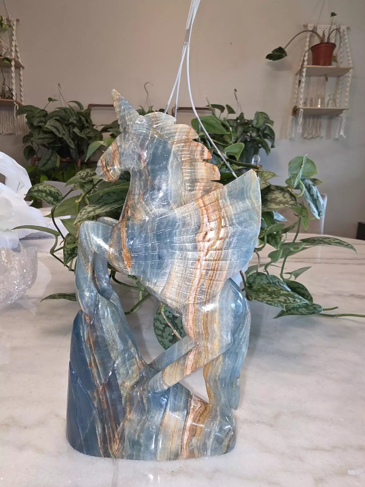 plant/Blue onyx unicorn 🦄 hand carved-0