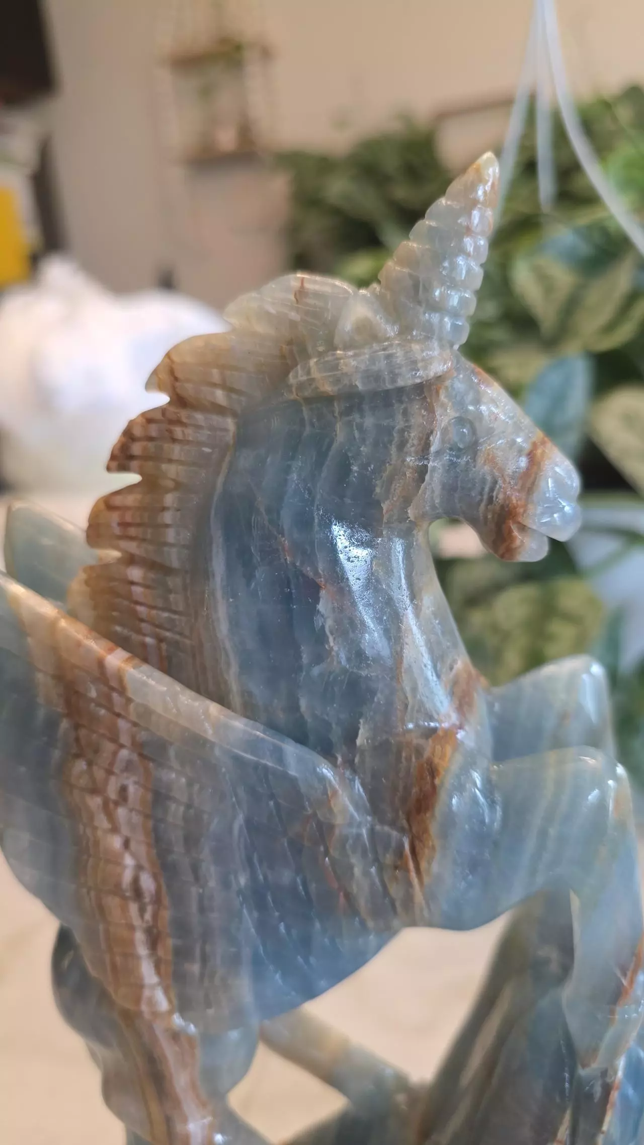plant/Blue onyx unicorn 🦄 hand carved-6