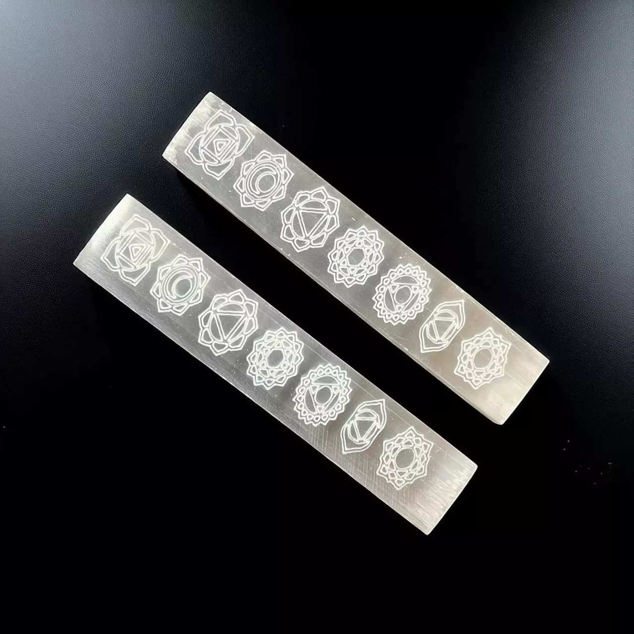 plant/Selenite Etched Chakra Charging Plate-1