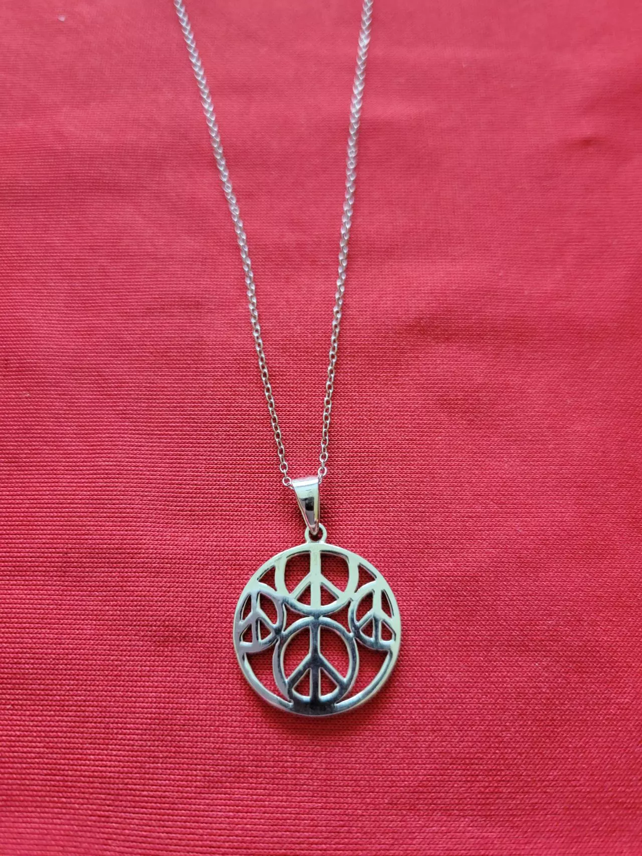 plant/Peace sign sterling Silver necklace-0