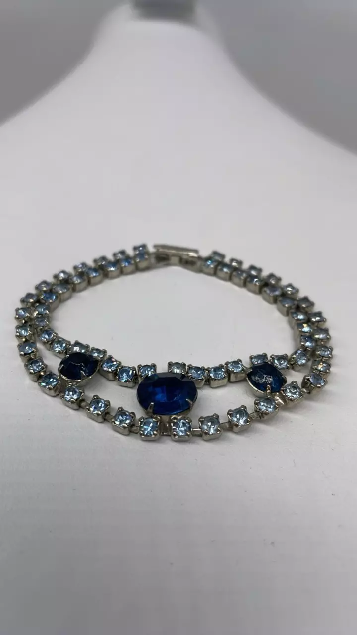 heat_pack/Shades of Blue Rhinestone Bracelet 6 1/2”-0