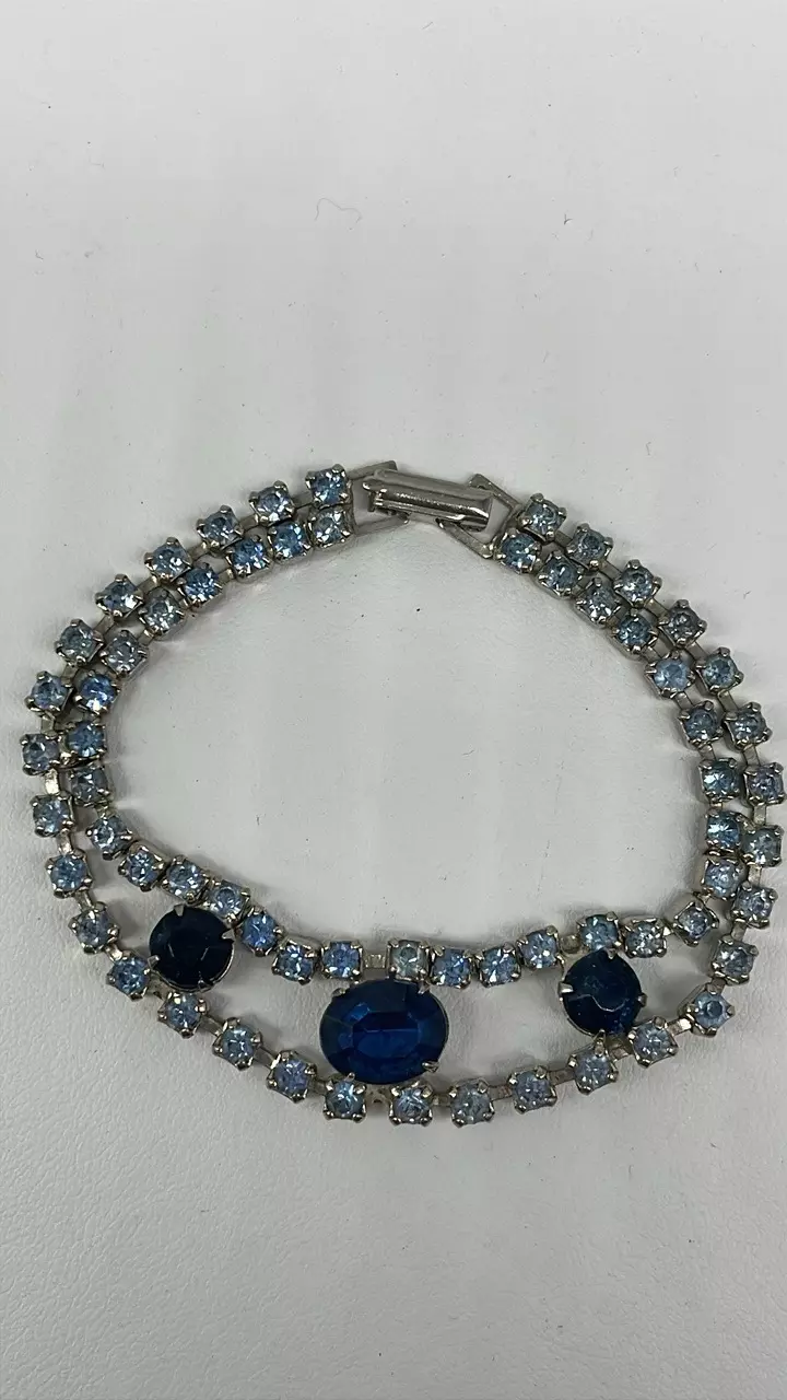 heat_pack/Shades of Blue Rhinestone Bracelet 6 1/2”-1