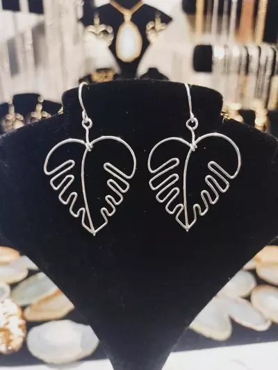 plant/Sterling silver Monstera earrings-0-thumbnail