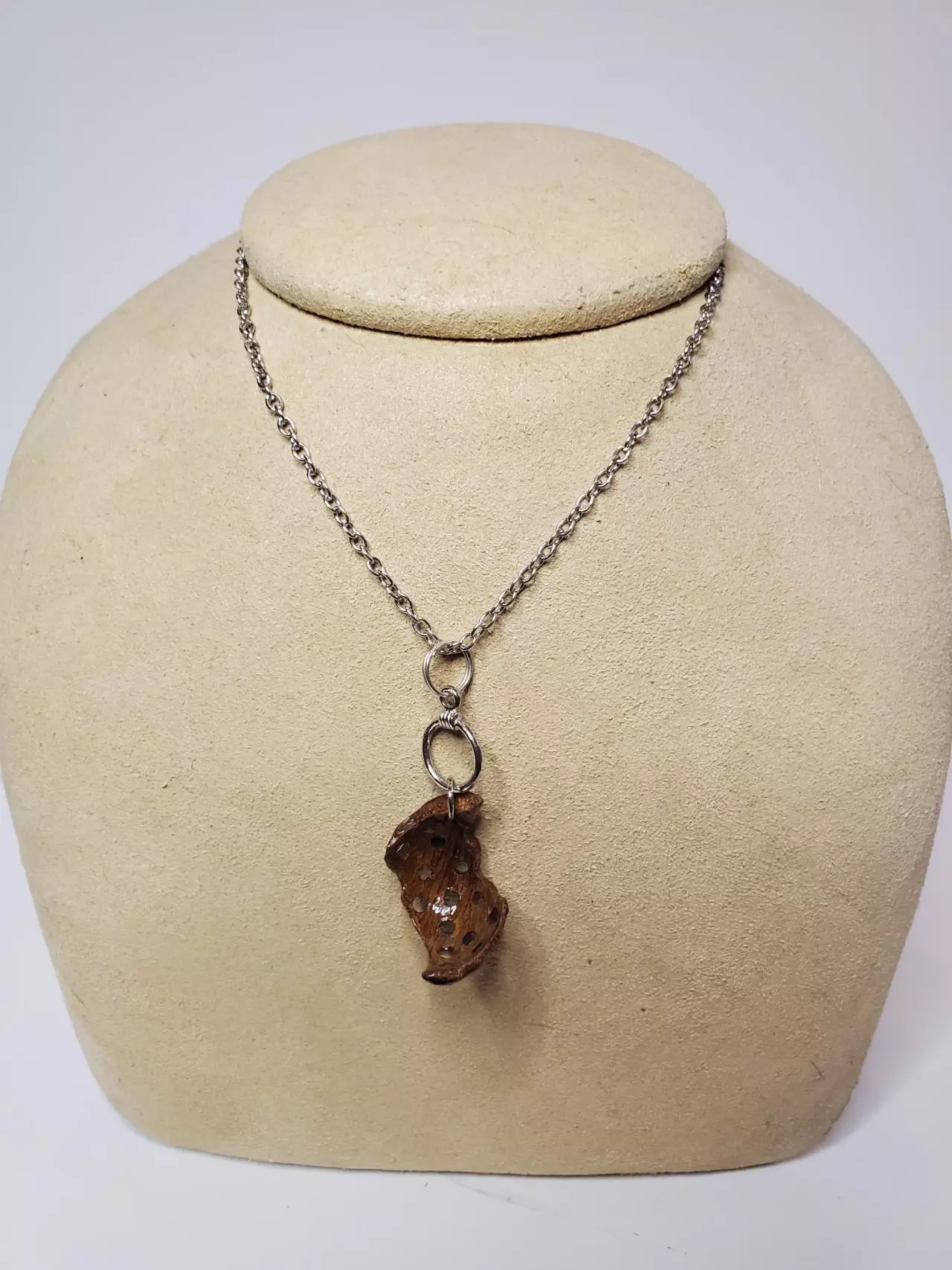 plant/Hickory Hull Necklace 27" Featuring Organic Curves-0