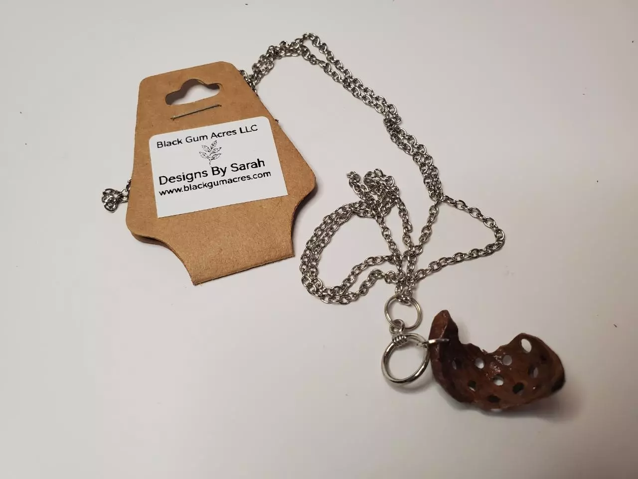 plant/Hickory Hull Necklace 27" Featuring Organic Curves-2