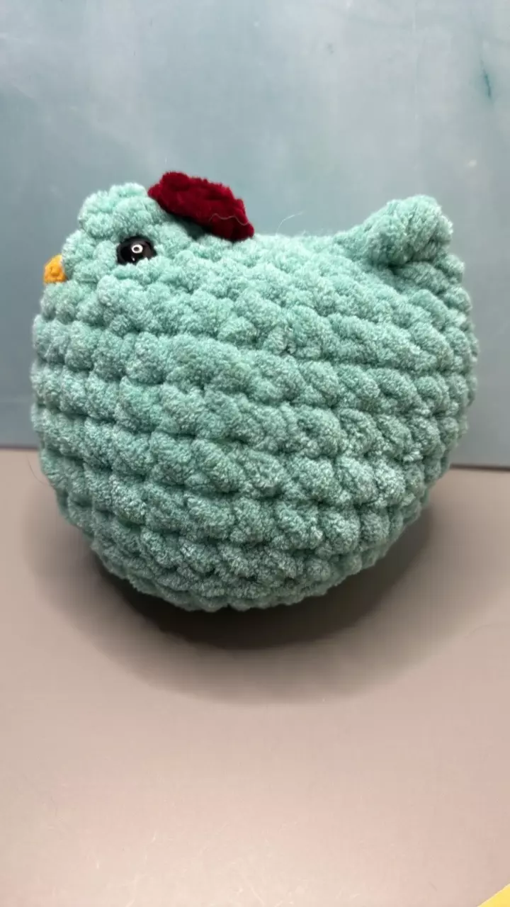 plant/Crochet Teal Medium Chicken, handmade plushie-1