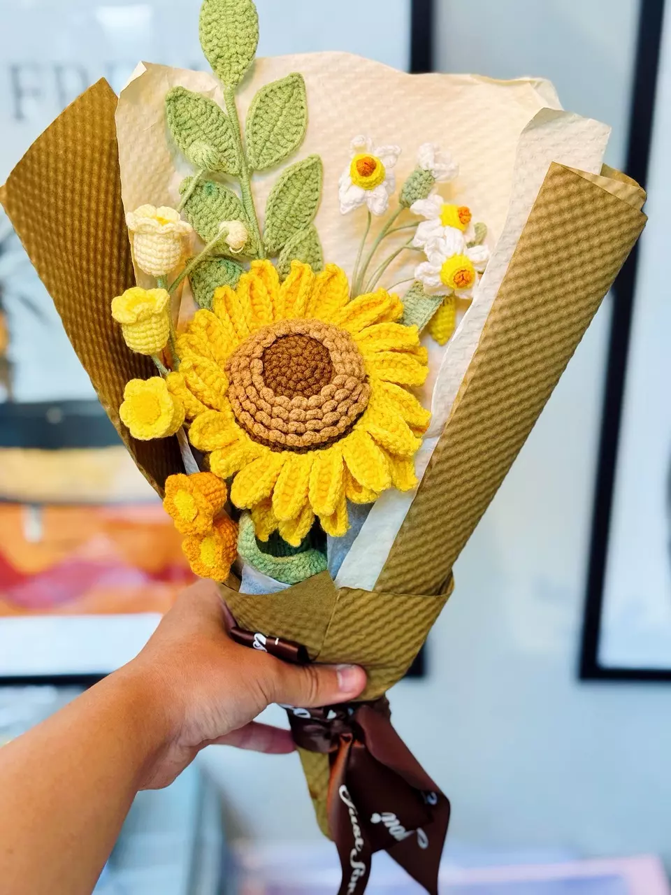 plant/Jumbo Sunflower Crochet Bouquet-0