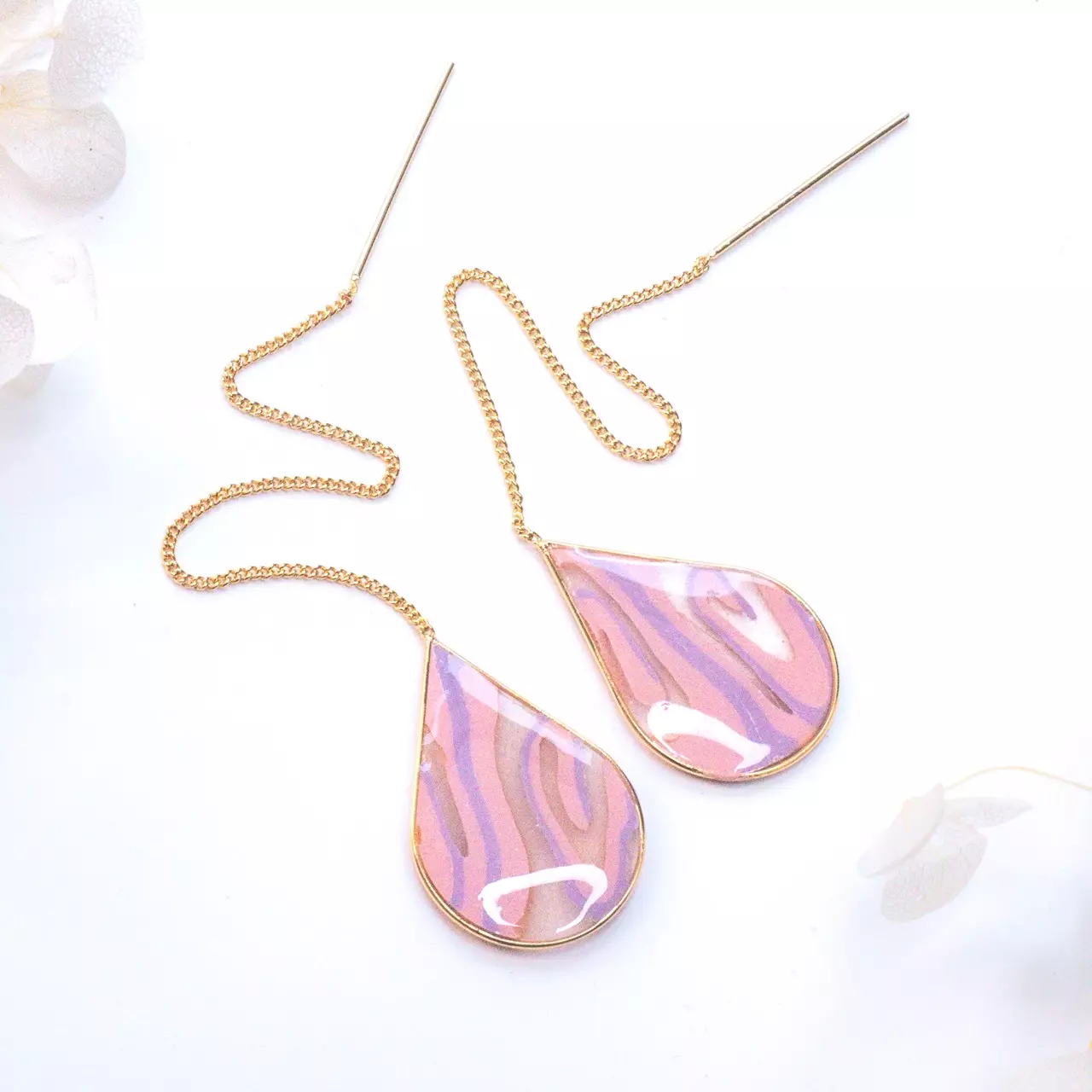 plant/Vân Xuân - Spring Marble gold ear threaders-1