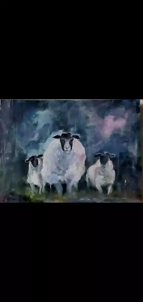 plant/Art Original Painting Sheep 8 x 6" on Archival Paper Irish Sheep OOAK-0