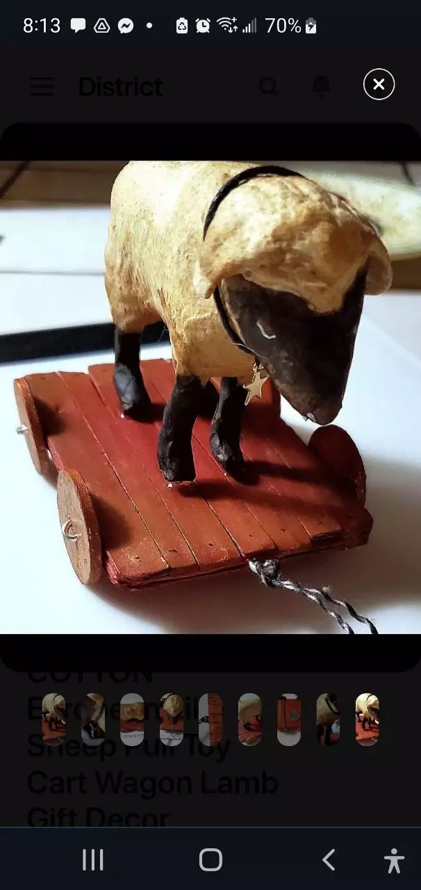 plant/Art NEW PUTZ "Inspired" Handcrafted SPUN COTTON European Like Sheep Lamb Pull Ca-0