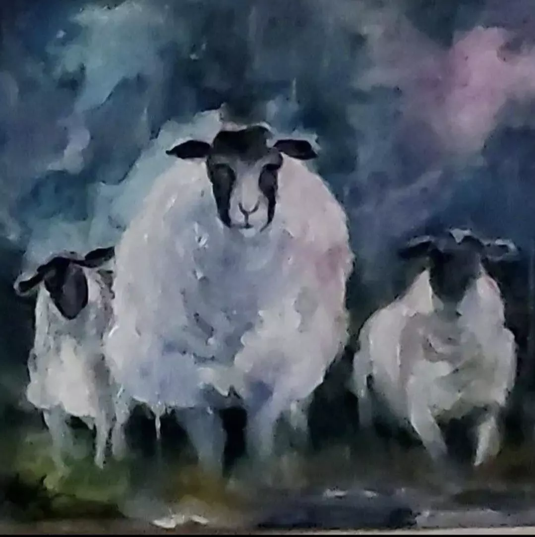 plant/Art Original Painting Sheep 8 x 6" on Archival Paper Irish Sheep OOAK-8