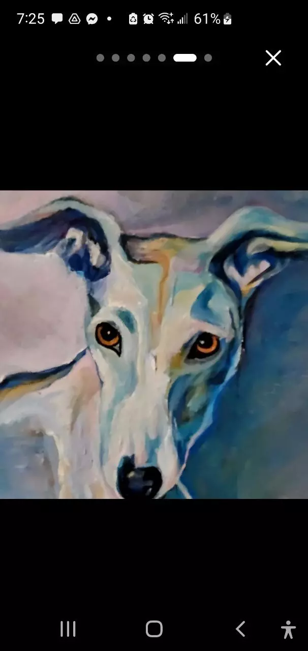 plant/Art Original Painting 6 x 8" Archival Paper Dog Greyhound Whippet Small Decor-1