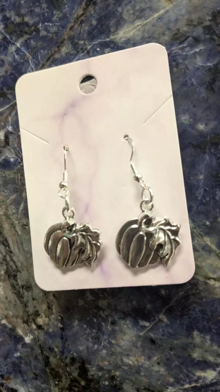 plant/Silver pumpkin earrings-0
