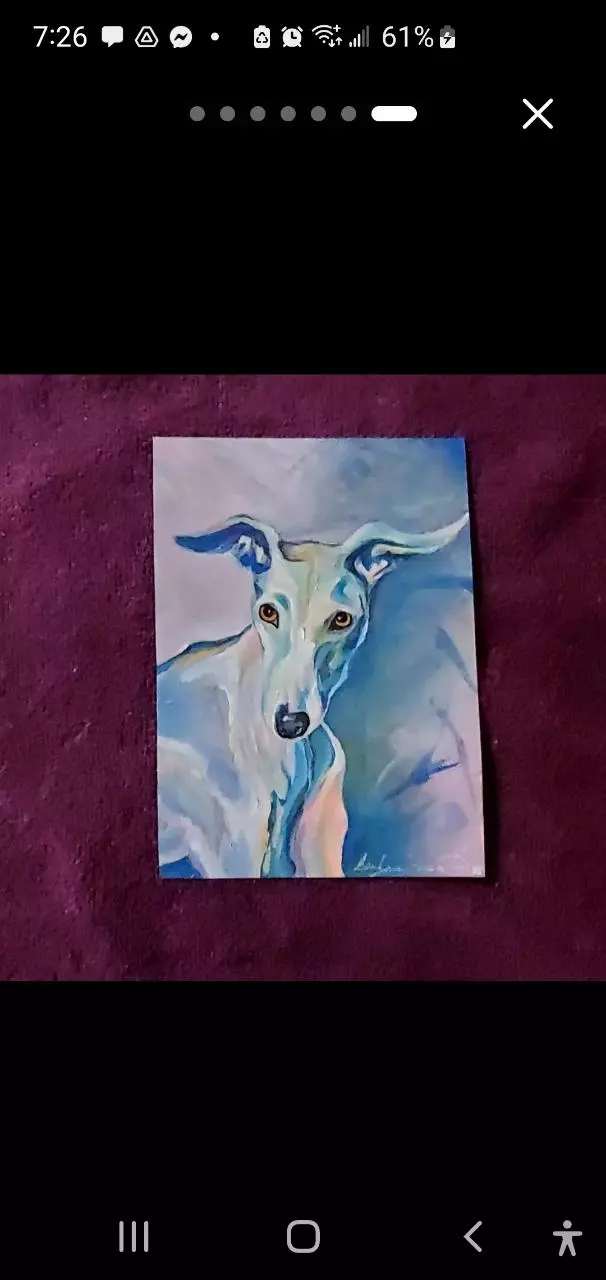 plant/Art Original Painting 6 x 8" Archival Paper Dog Greyhound Whippet Small Decor-6