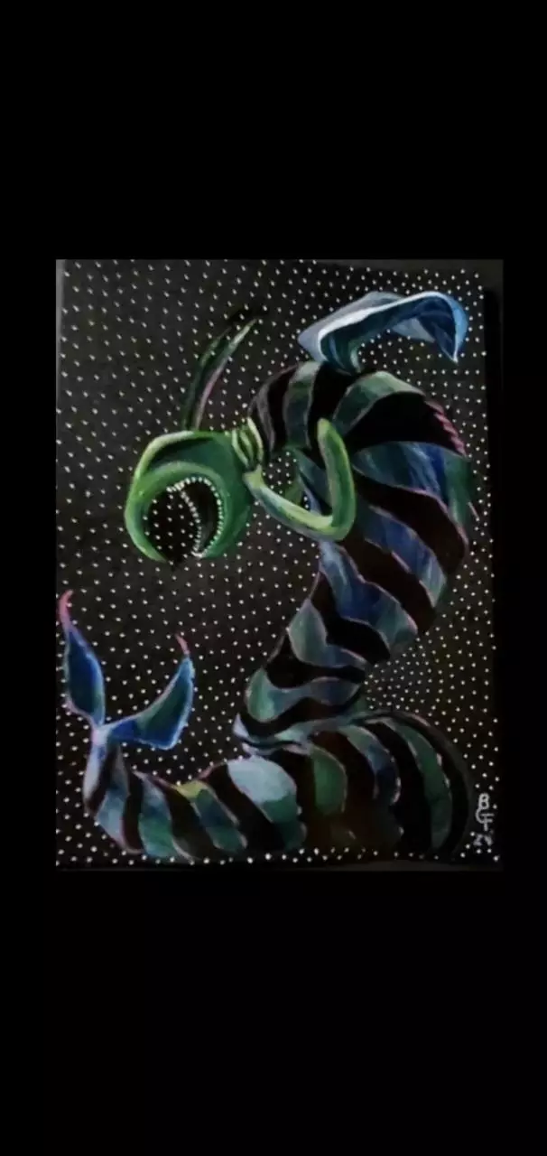 plant/Art Original Painting 5 x 7" Dragon On Archival Paper Halloween Fun Wall-8