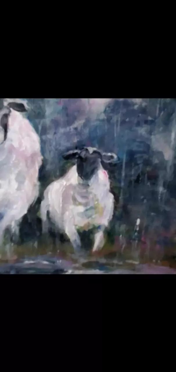 plant/Art Original Painting Sheep 8 x 6" on Archival Paper Irish Sheep OOAK-1