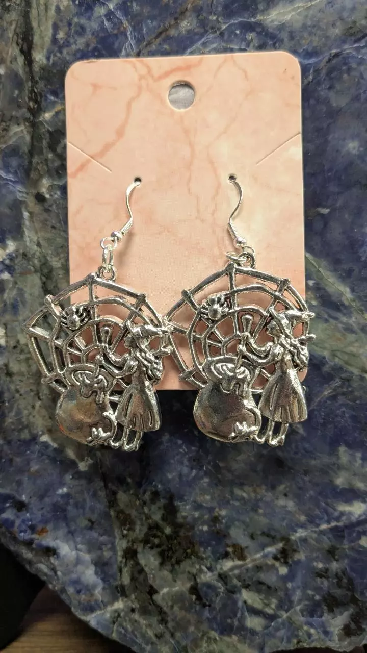plant/Whitches brew silver earrings-0