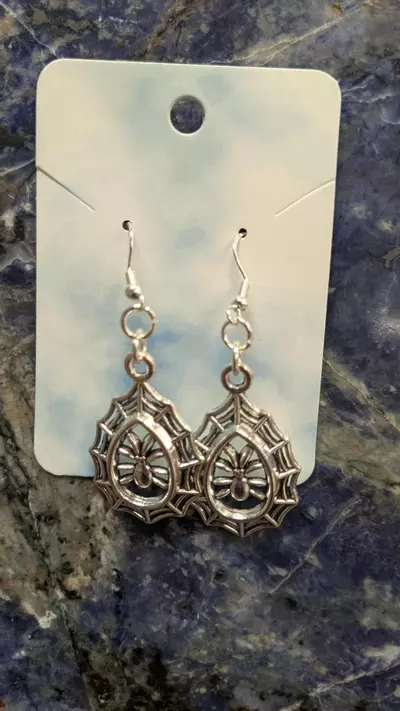 plant/Teardrop web silver earrings-0-thumbnail