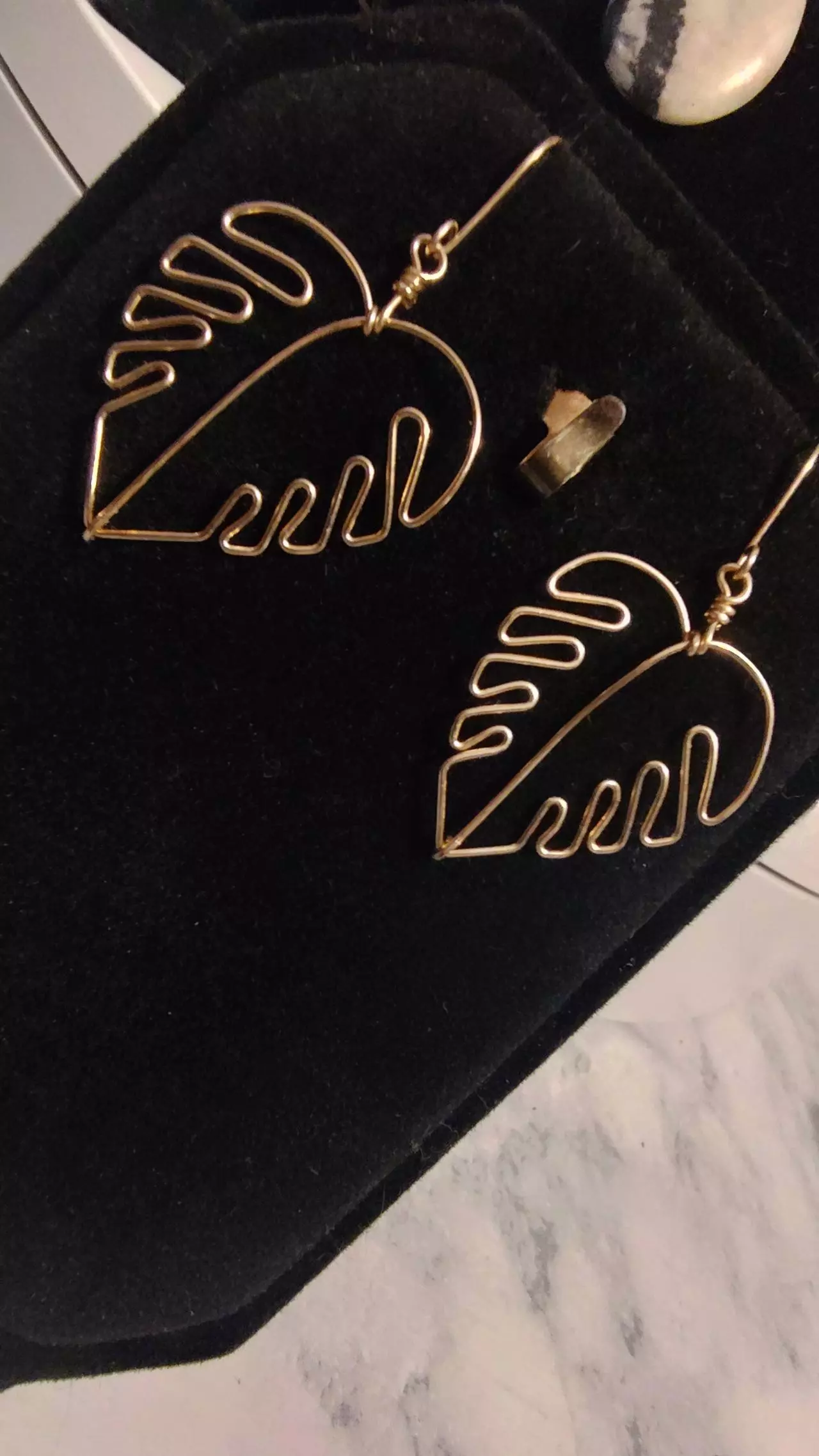 plant/14k gold filled Monstera earrings 1 inch-1