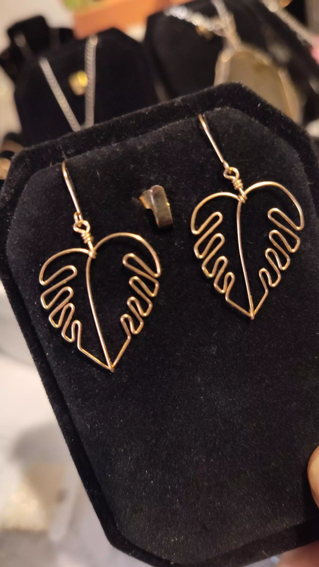 plant/14k gold filled Monstera earrings 1 inch-0