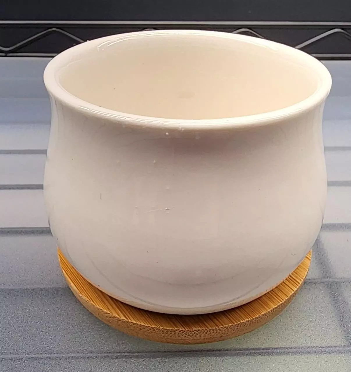 free_shipping/White 2.6" Ceramic Pot with Bamboo Tray-ADD On-6