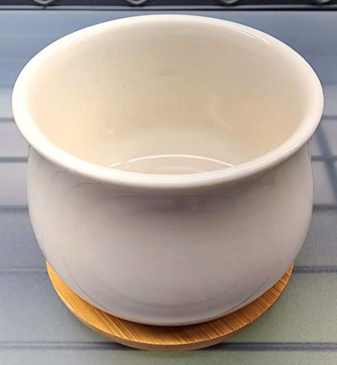 free_shipping/White 2.6" Ceramic Pot with Bamboo Tray-ADD On-0