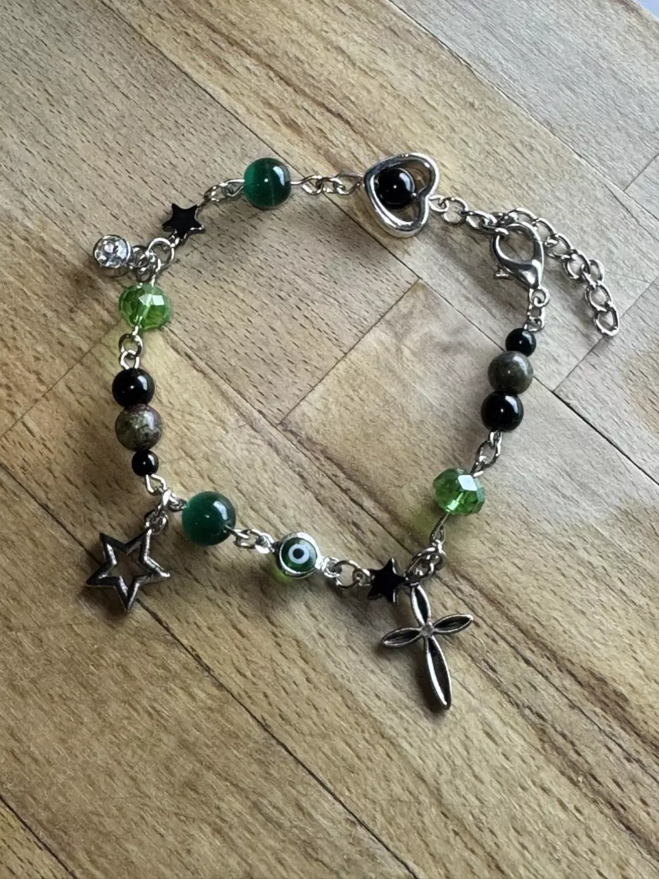 plant/Beaded bracelet with cross and star charm-0
