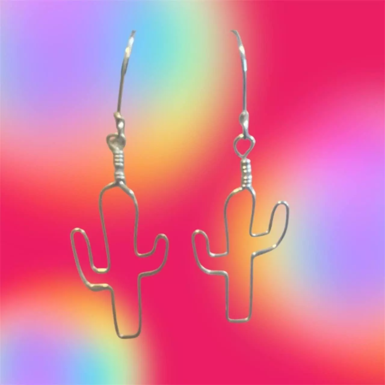 plant/Sterling silver Cactus Earrings Cacti Earrings-2